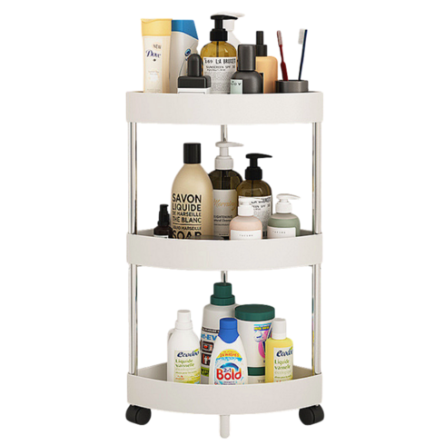 오어브랜드 이동식 무타공 화장실 욕실 코너 선반, 3단, 화이트, 1개