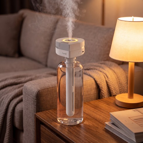 프롬비 아쿠아보틀 LED 무드등 분무모듈 교체형 무선 미니 생수병 가습기 500ml, 퓨어화이트, 561AFPC