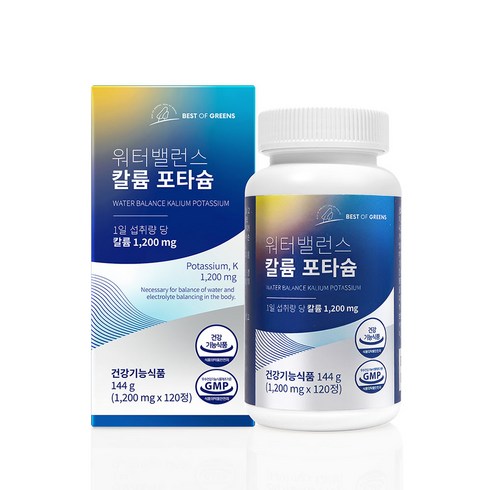 워터밸런스 칼륨 포타슘 1200mg, 1개, 120정