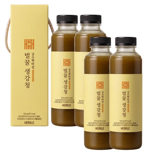 김소형 원장 벌꿀 생강청 생강즙 100% 국산 생강 야생화꿀 사용, 4개, 1개입, 525g
