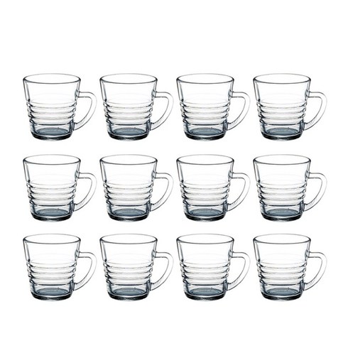 글라스락 내열강화유리 믹스커피컵 220ml, 투명, 12개