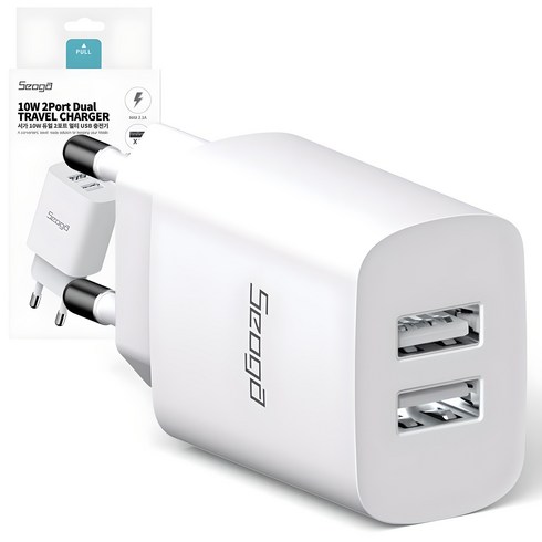 서가 USB 충전기 어댑터 10W 듀얼 2포트 멀티, 화이트, 1개