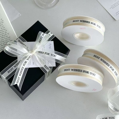 리본끈 레이스 쉬폰 리본 부자재 포장끈 꽃다발 선물 포장 36m, 길이 36m x 폭2.5cm, 리본끈 화이트
