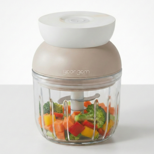 윤곰 전동 야채 마늘 미니 다지기 300ml, 오트밀 베이지