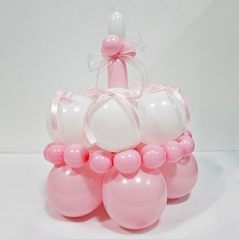 올리브파티 풍선 케이크 모자 만들기 DIY 패키지 세트, 화이트핑크, 1세트