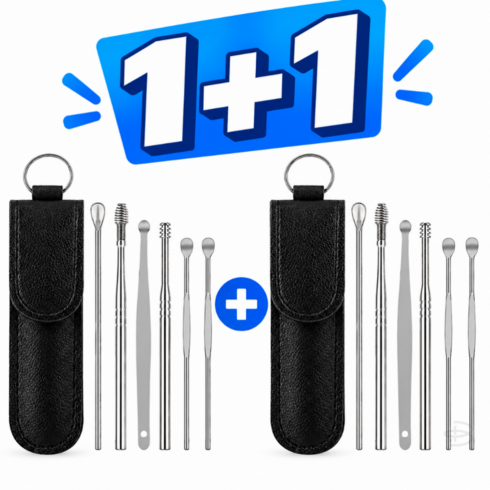 브릭스온 휴대용 귀후비개 파우치 블랙 1+1, 1세트, 6개입
