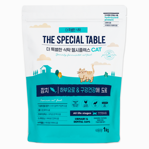 푸디 더특별한식탁 전연령 고양이 기능성 유리너리 & 장건강 건식 사료 헬시플렉스, 1개, 1kg, 참치