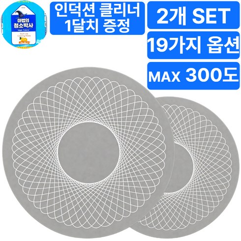 그렌든 늘새론 프리미엄 실리콘 인덕션 보호매트, 2개, 라운드 연그레이