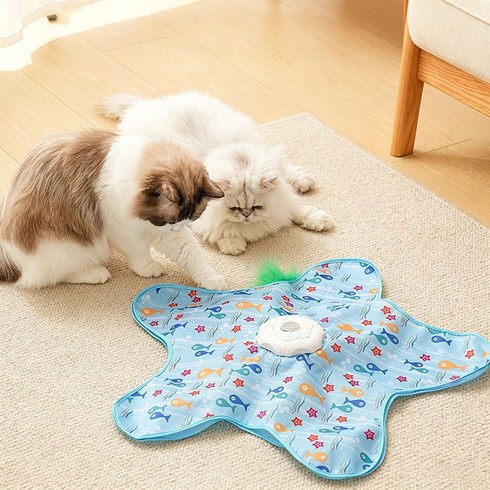 BIKASU 고양이 꼬리잡기 사냥 놀이 장난감 혼자노는 움직이는 움직이는 장난감, 1개, 블루