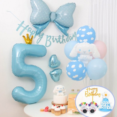 산리오 시나모롤 풍선 생일파티세트, 1개, 5