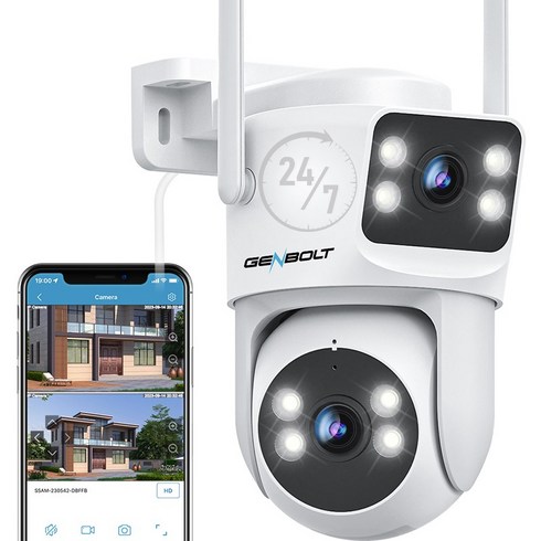Genbolt 듀얼 렌즈 실외용 CCTV 감시 카메라 추적감시 WiFi PTZ IP66 한글앱, 1개, GB-201HKXV