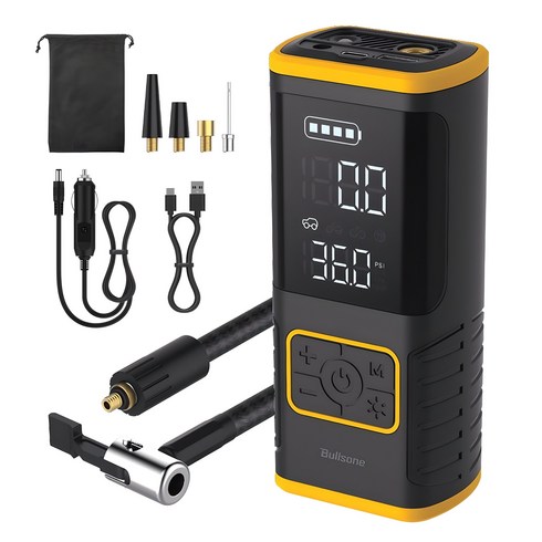 불스원 차량용 타이어 공기압 주입기 6000mAh, 1개, 검정