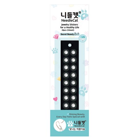 니들캣 엣지 쥬얼리 귀지압패치 귀 혈자리 이혈 기석 지압 스티커, 크리스탈 L(4.0mm), 1세트