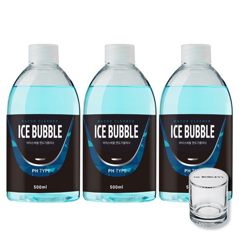 아이스버블 면도기클리너 세정액 PH타입 500ml x 3p + 세척용 유리컵, 1세트