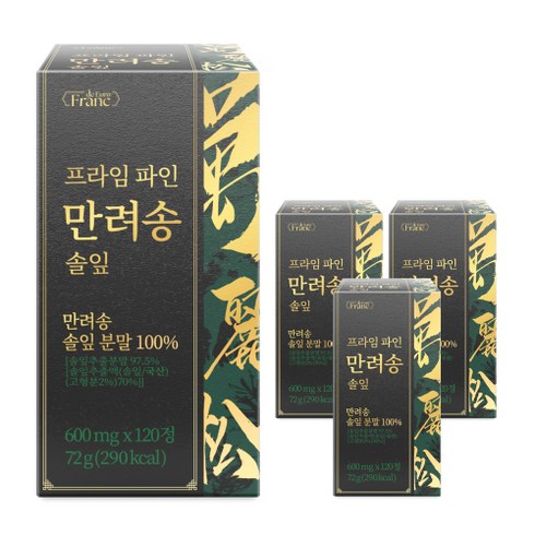 [정품] 프라임 파인 만려송 솔잎 분말 100% 식약처 인증 해썹, 4개, 120정