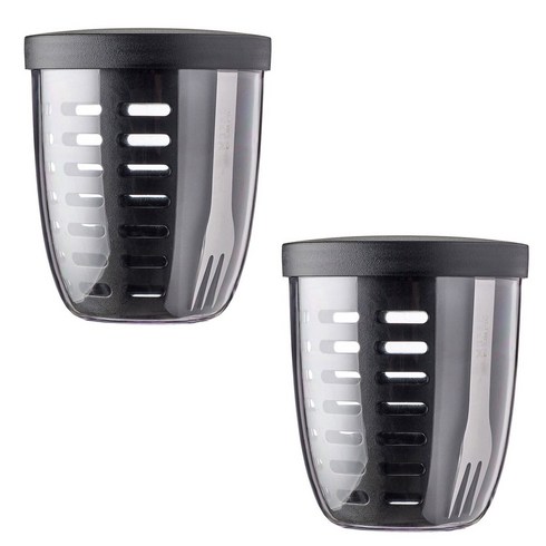 메팔 후르츠팟 샐러드컵 과일통 요거트컵 도시락통 밀프렙 600ml, 노르딕 블랙, 2개