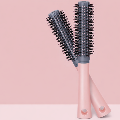 뿌리 볼륨 앞머리 롤 빗 헤어 드라이빗 브러쉬, 1개, 라이트 핑크