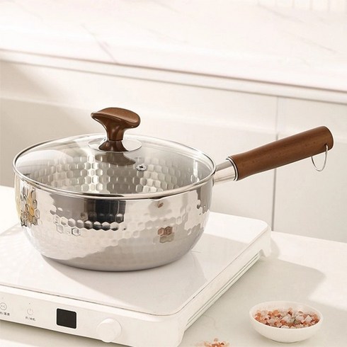 Yumly 인덕션 라면 냄비 통3중 304 스텐 편수 멀티팬, 1개, 은색, 18cm