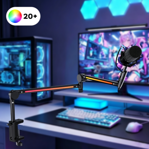 호밍사이 RGB LED 마이크 암 스탠드 분위기 연출 RGB 마이크암 브리딩 라이트 마이크암, 블랙바디+컬러RGB, 1개, LS33