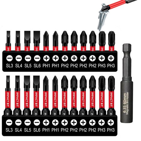 [ 독일 공정 기준]6각생크 자석 일자십자드라이버비트 혼합 50mm + 25mm 25pcs 세트, 25개
