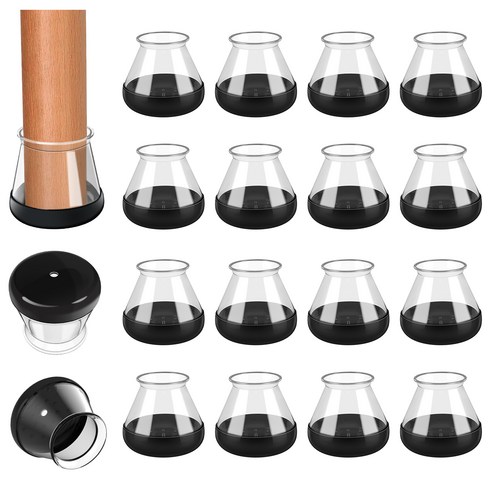 먼지없는 층간 소음방지 의자 발커버 먼지안붙는 보호캡, 16개, 검은색