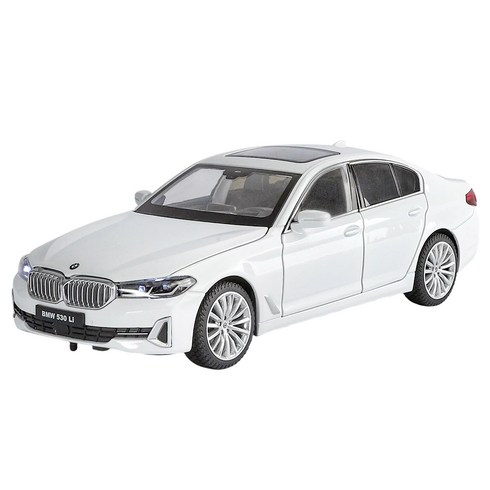 마이카 다이캐스트 합금 1:24 BMW 530Li 롱바디 세단 자동차 모형 피규어 장식 선물, 1개, 색상_화이트