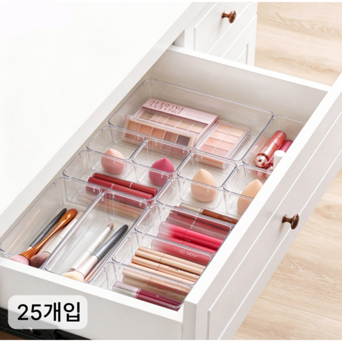 Vtopmart 조립식 다용도 서랍 정리 트레이 수납함 25p, 1세트, 투명