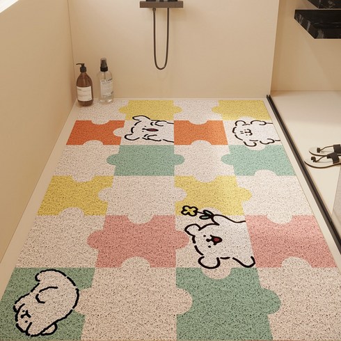 피제이와이 캐릭터 욕실 화장실 미끄럼방지 물빠짐 자연건조 매트, 퍼즐(60*90), 1개