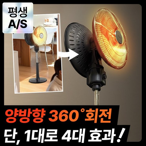 독일 프리미엄 360도 회전 듀얼헤드 대형 하이라이트 카본 전기히터, PTDH-7261