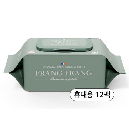 프랑프랑 플라스틱0% 써밋 저자극 아기 물티슈 60gsm 셀룰로오즈100% 휴대용, 60, 20매입, 12개
