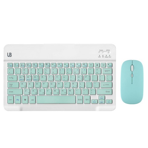 UB BK1 블루투스 무선 키보드+마우스 세트, 텐키리스, 그린 라지, BK 1