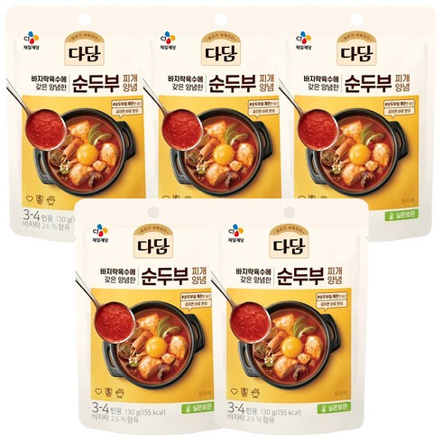 다담 바지락순두부 찌개양념, 130g, 5개