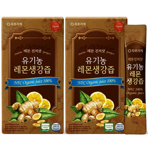 유기농 레몬생강즙 NFC 착즙 원액 스틱 자주가게, 2개, 210ml