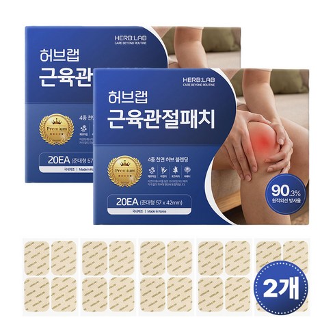 허브랩 원적외선 허브성분 일반/무릎 근육관절 저자극 패치 20매, 2개