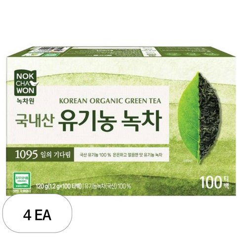 녹차원 유기농 녹차, 1.2g, 100개입, 4개