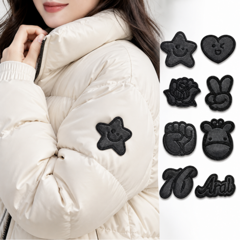 8pcs 패딩 수선 패치 찢어진 구멍난 패딩 바람막이 우산 텐트 수선 테이프, 블랙, 8개