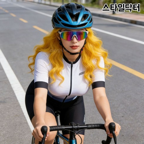 스타일닥터 도시 로드 자전거 라이딩 헬멧 일체형 성형 초경량 통기성 EPS 야외 스포츠 범용 안전모, 1개, 블랙 블루 그라데이션