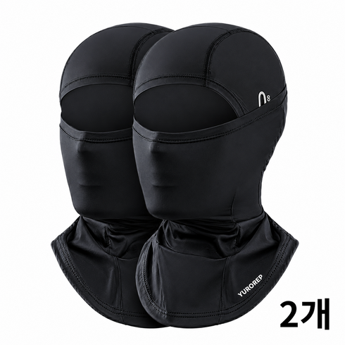 유로렙 자외선차단 여름용 쿨 바라클라바, 2개, 블랙