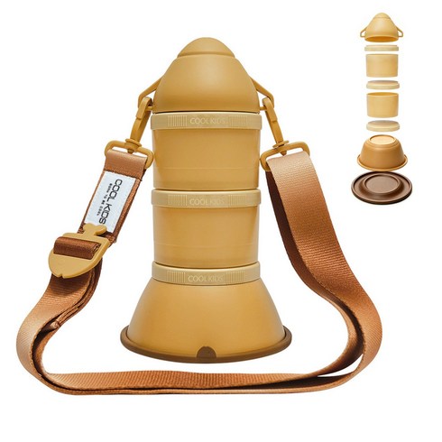 쿨키즈 올인원 반려동물 휴대용 밥그릇 간식통 물통 사료통, 1개, 400ml, 브라운