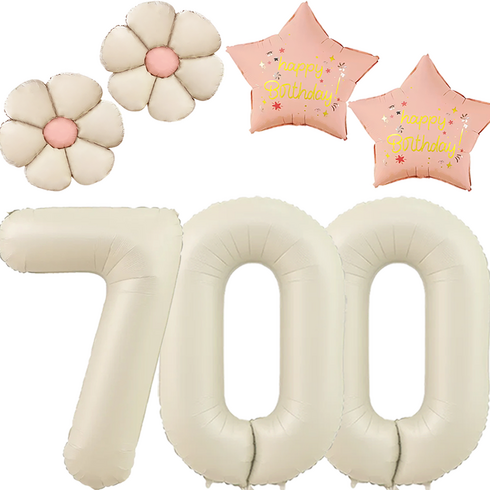 파파 파티 크림 데이지 대형 숫자 풍선 기념일 생일 세트, 1세트, 크림 700 + 데이지 2p + 별 2p