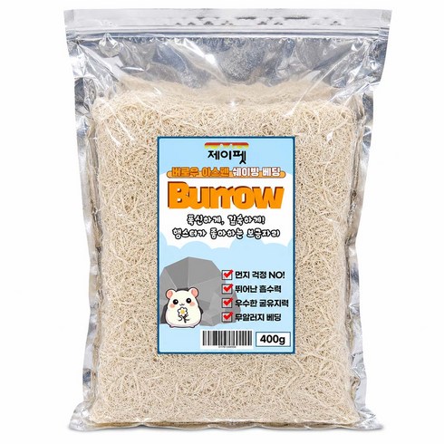 제이펫 버로우 아스펜 베딩 햄스터 톱밥 파충류 깔집, 400g, 1개