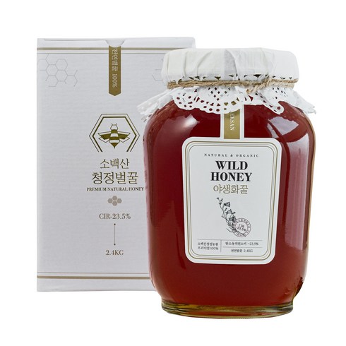 소백산청정농원 천연 야생화꿀 100 % 자연산 벌꿀, 1개, 2.4kg