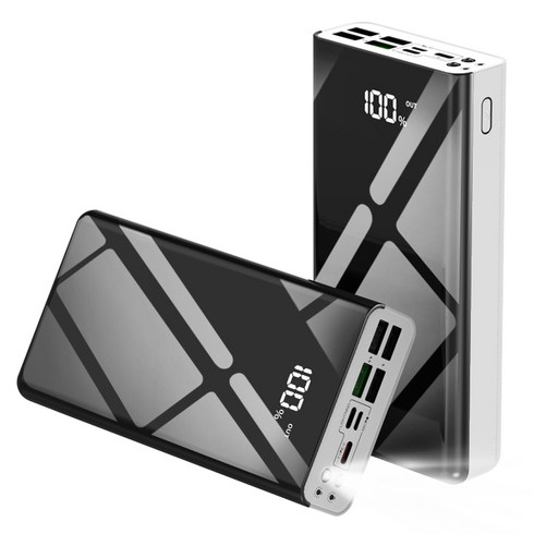 THOUSTA 대용량 보조배터리 고속충전 30000mAh 멀티단자 잔량표시 LED조명 PD 22.5W QC3.0, 화이트