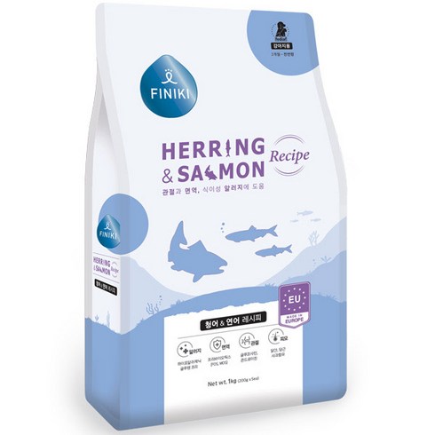 피니키 강아지 청어 & 연어 레시피 건식사료, 1.6kg