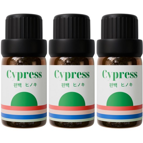 1+1+1 천연 아로마오일 에센셜오일, 편백오일, 10ml, 3개