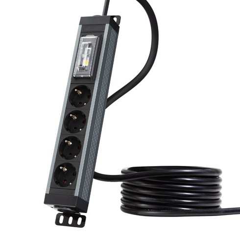 파워존 유커먼 고용량 알루미늄 멀티탭 4000w 누전차단 4구, [누전차단 - 4구] 스페이스 그레이, 7m, 1개