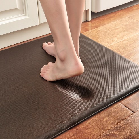 GHKO 쿠션 PVC 주방매트 싱크대 방수 주방매트 충격 미끄럼방지 주방매트 다용도 매트 대형 주방매트, 브라운, 1개