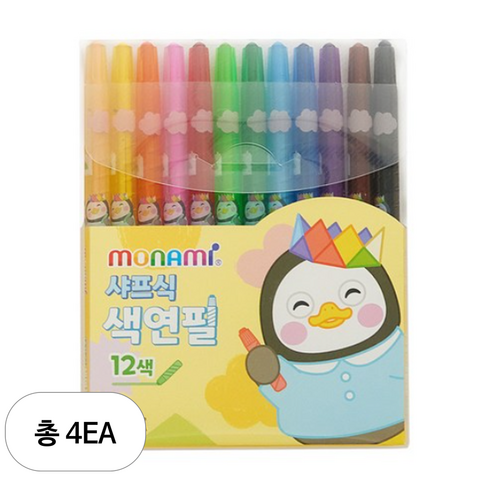 모나미 펭수 샤프식 색연필, 12색, 4개