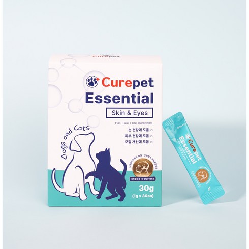 Curepet 큐어펫 에센셜 강아지 고양이 심장 혈관 심혈관 장건강 면역 산화질소 영양제, 30회분, 30g, 피부/피모+알러지, 1개