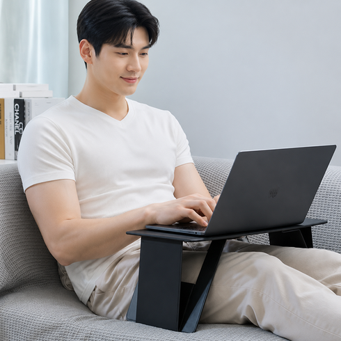 LTJZ 다용도 각도조절 차량용 접이식 테이블 휴대용 폴딩 노트북 거치대 멀티 뒷좌석 트레이, 블랙(Black), 1개